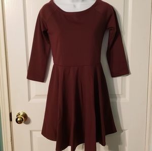 FOREVER21 MAROON LONG SLEEVE DRESS